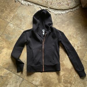 XS Diadora black textured zip up hoodie